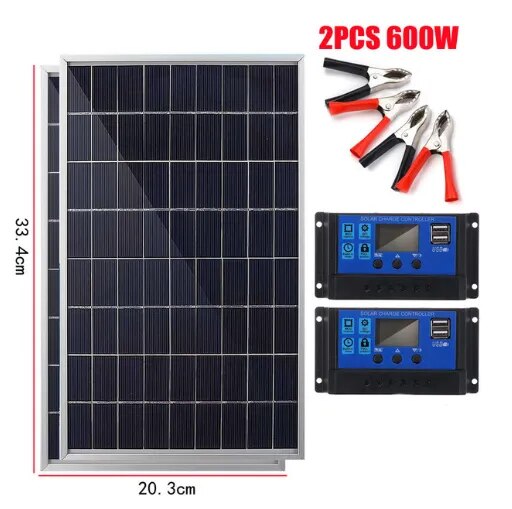 300W-600W-Solar-Panel-Kit-Set-Portable-with-Alligator-Clip-IP65-Water-Resistance-for-Home-Indoor-5