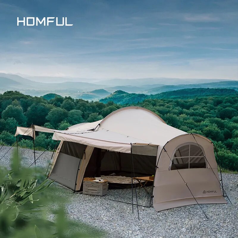 HOMFUL-Glamping-Tunnel-tent-Camping-Waterproof-One-Bed-Room-And-One-Living-Room-Outdoor-Family-Shelter