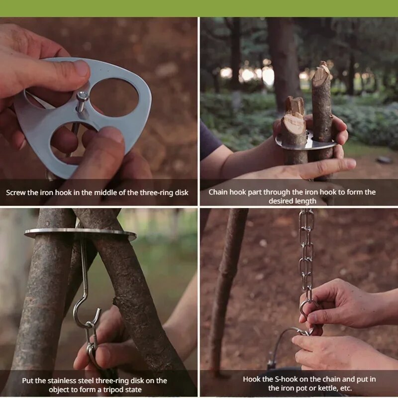 New-Outdoor-BBQ-Detachable-Tripod-Shelf-Adjustable-Camping-Fire-Grill-Hanging-Pot-Set-Camping-Tool-Portable-3
