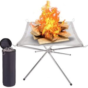 Outdoor Campfire Mesh Fireplace Portable Folding Stainless Steel Camping Picnic BBQ Heating Charcoal barbecue Grill Shelf