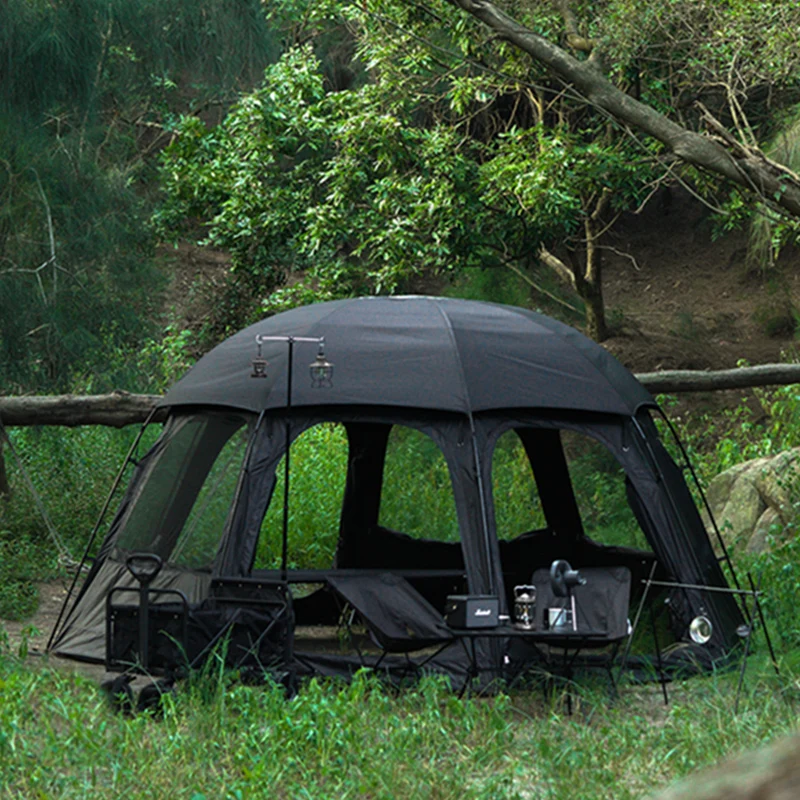 Black-Coated-Octagonal-Ball-Dome-Tent-5-8-Person-Waterproof-Shelter-Beach-Hiking-Spherical-Pergola-Outdoor-2