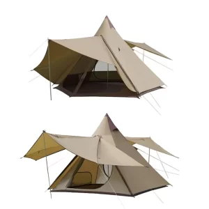 Camping Tent, Dream House Three-Season Cotton Canvas Camping Pyramid Tent for 2~4 Person