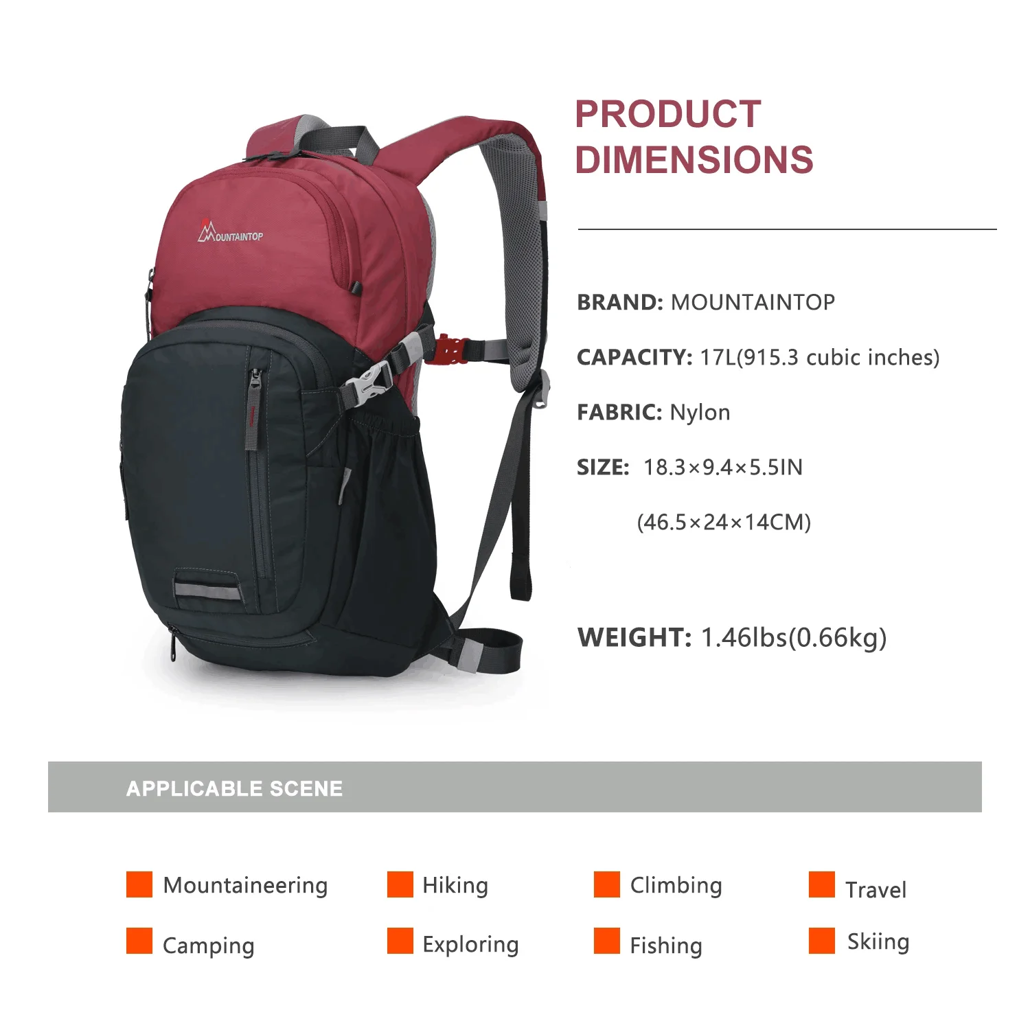 MOUNTAINTOP-17L-Small-Hiking-Backpack-Cycling-Backpack-Hydration-Pack-for-Bicycle-Hiking-Climbing-Outdoor-Sports-5