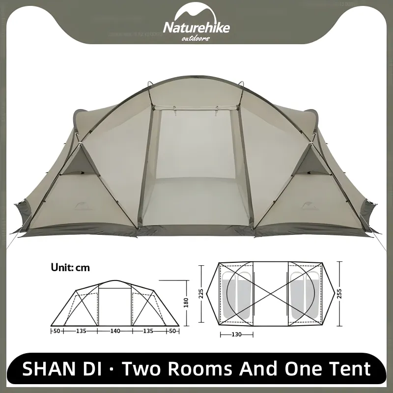 Naturehike-SHAN-DI-Two-Rooms-And-One-Tent-4-6Person-Camping-Large-Space-Tent-Outdoor-Ultralight